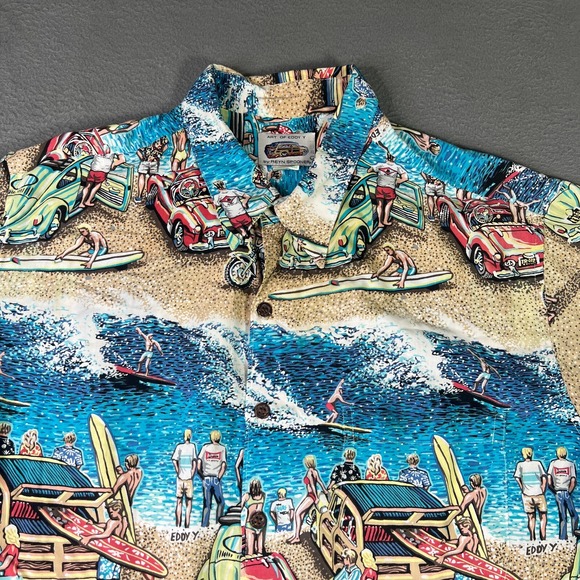 Vintage Reyn Spooner Art of Eddy Y Mens Shirt XL Hawaiian Surf Beach Classic 70s - Picture 2 of 10